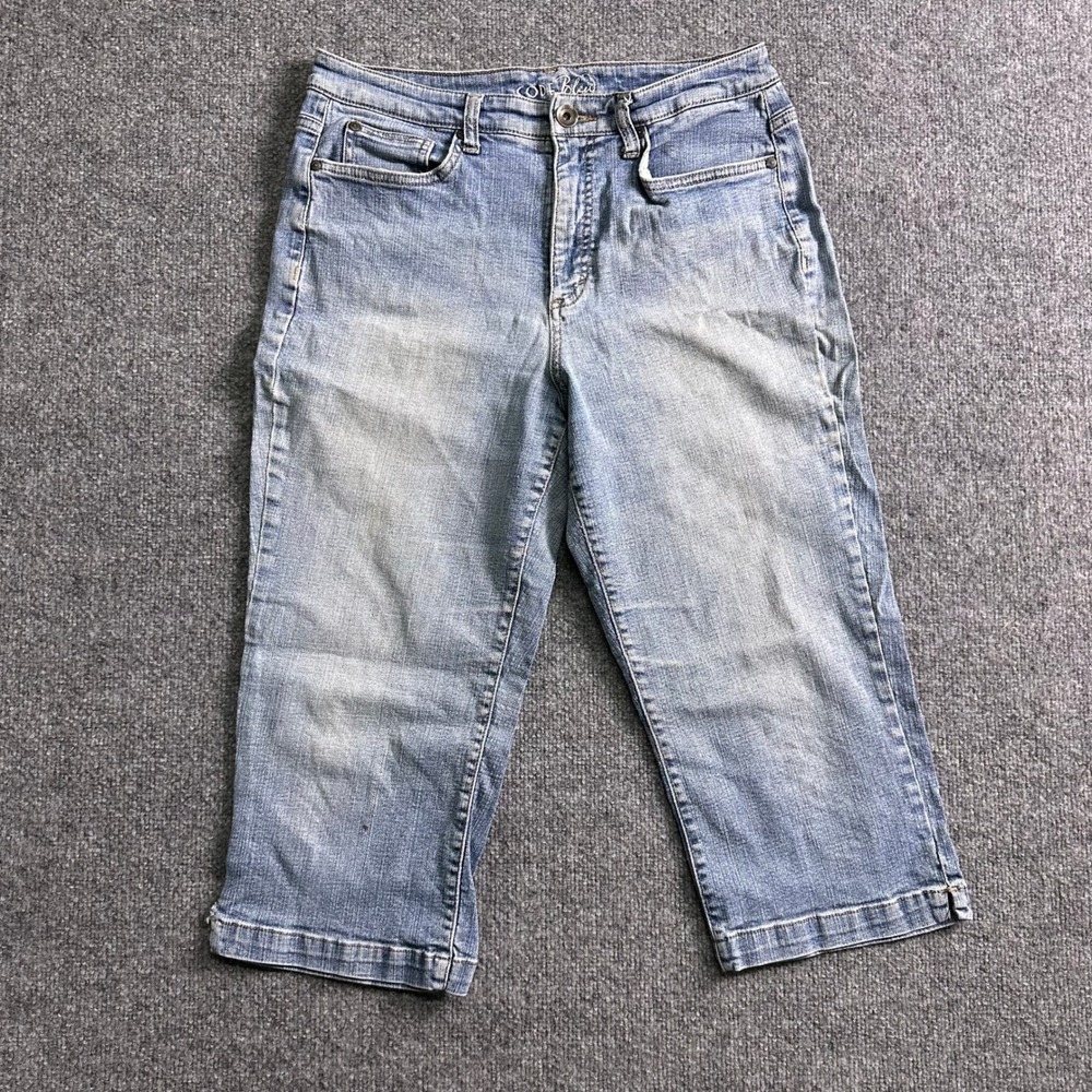 Code Bleu Capri Jeans Womens Size 10 Light Wash Denim Cropped Stretch Casual